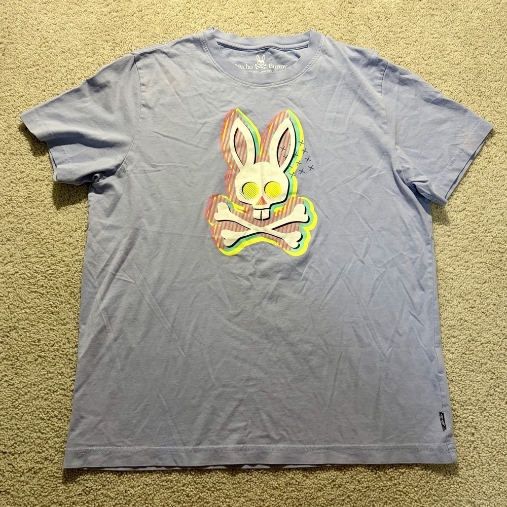 Psycho Bunny Short Sleeve Graphic T-Shirt Size 5 Periwinkle Purple Logo